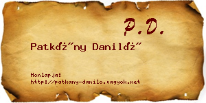 Patkány Daniló névjegykártya